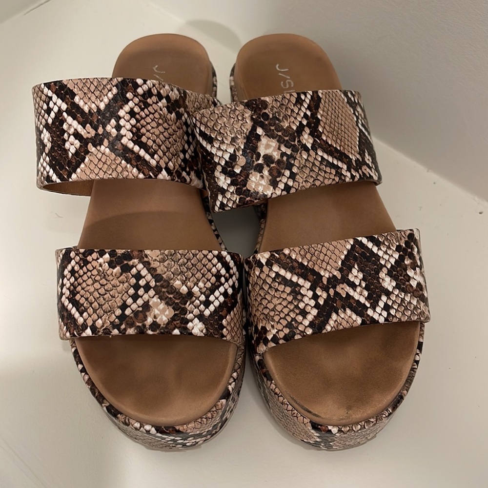 J/Slides Double Strap Wedge Platform Snake Sandal - image 3